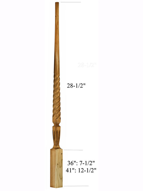 2015T/ 41" Stockbridge Twist Pin Top Baluster Dimensions