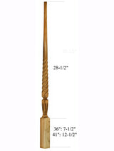 2015T/ 36" Stockbridge Twist Pin Top Baluster Dimensions