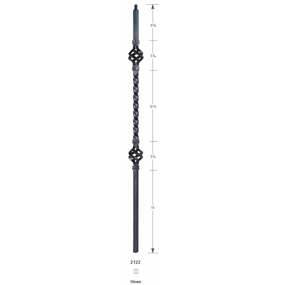 2122 19mm Double Basket Large Hollow Baluster