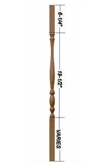 F-2200 36" Fluted Utah Classic Baluster (Plain Version Illustrated) Dimensional Information