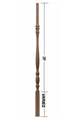 2215 36" Utah Classic Pin Top Baluster (Plain Version Illustrated) Dimensional Information