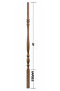 2215 42" Utah Classic Pin Top Baluster (Plain Version Illustrated) Dimensional Information