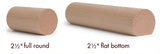 2250 Soft Maple 2-1/4" Full Round or Round with Flat Bottom Handrail