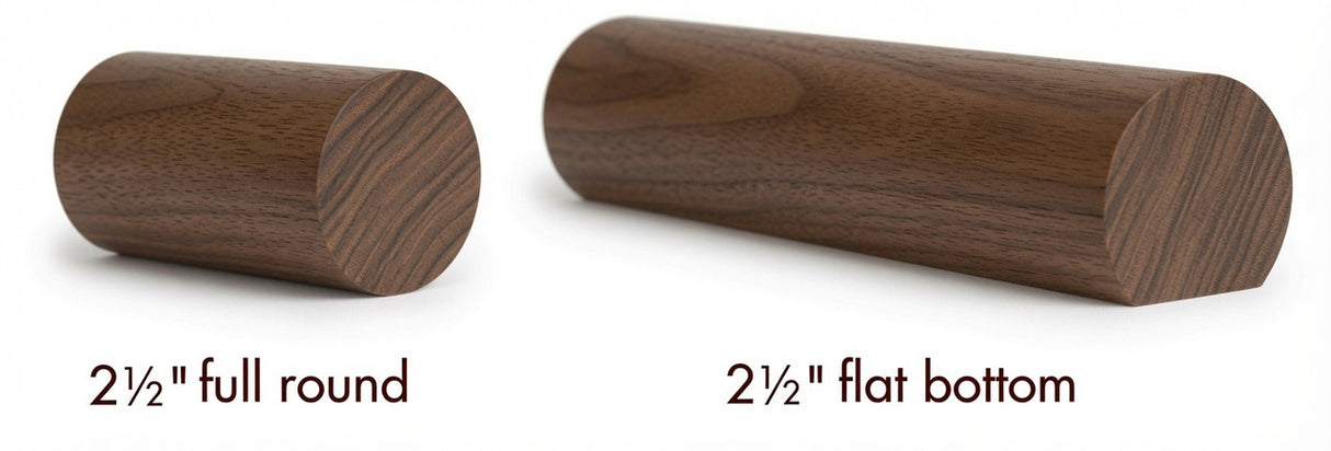 2250 Walnut 2-1/4" Full Round or Round with Flat Bottom Handrail