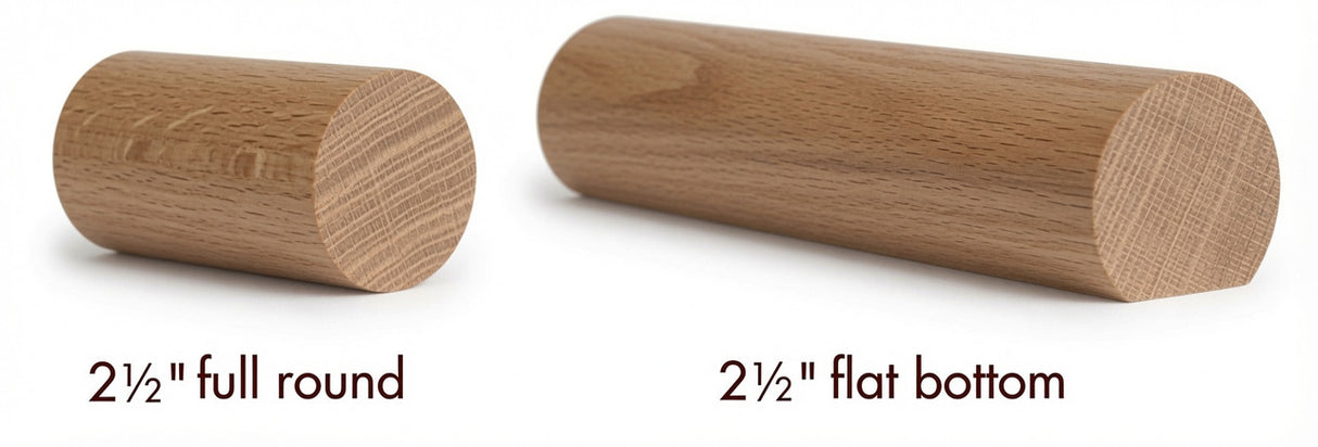 2250 White Oak 2-1/4" Full Round or Round with Flat Bottom Handrail