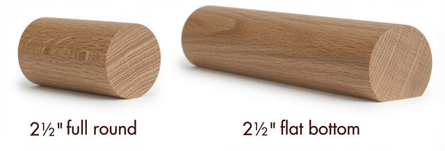 2250 White Oak 2-1/4" Full Round or Round with Flat Bottom Handrail