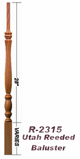 R-2315 Reeded 36" Utah Classic Pin Top Baluster Dimensional Information