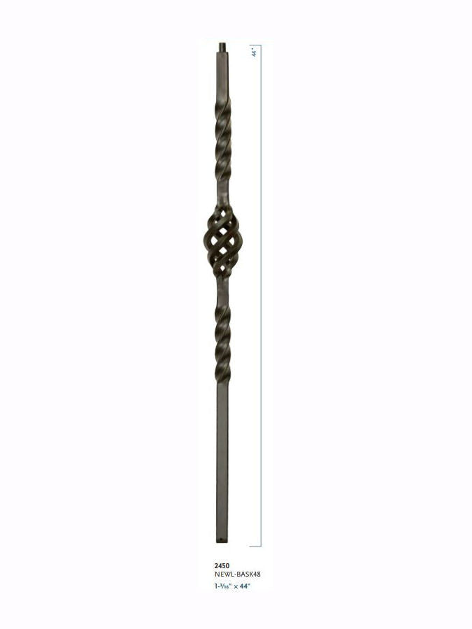 2450 Twist Iron Newel Post with Basket