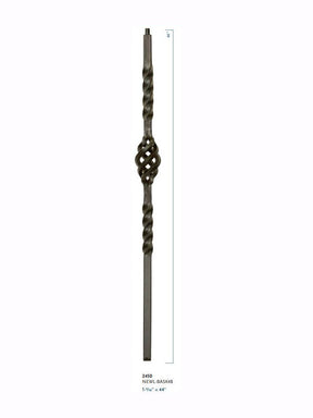 2450 Twist Iron Newel Post with Basket