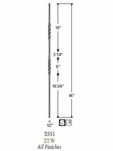 2551-LT Lite Double Twist Balusters Dimensional Information