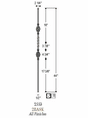 553-T LIte Double Basket Tubular Steel 12mm Baluster Dimensional Information