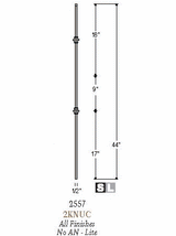 2557-LT Lite Tubular Steel Double Knuckle Baluster, 12mm Dimensional Information