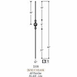 2558 1/2" x 44" Double Knuckle with Basket Stair Baluster, Dimensional Information