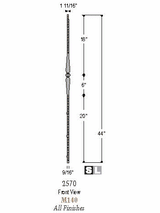 2570 Gothic Single Knuckle with Spoons Solid Wrought Iron Baluster, 14mm