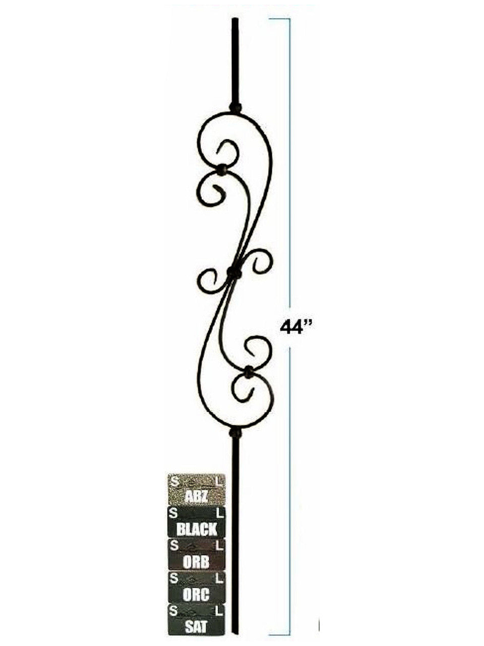 2581 Skinny S-Scroll, Solid Wrought Iron, 5-1/2-inch wide, 12mm