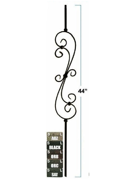 2581 Skinny S-Scroll, Solid Wrought Iron, 5-1/2-inch wide, 12mm