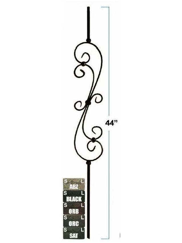 2581 Skinny S-Scroll, Solid Wrought Iron, 5-1/2-inch wide, 12mm
