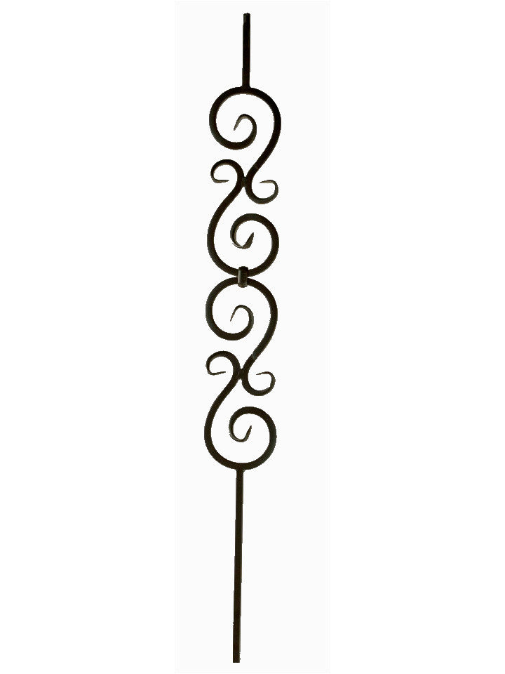 2583-LT Double Scroll Hollow Tubular Steel Baluster, 5-inch wide, 12mm (2)