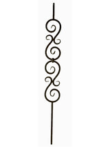 2583-LT Double Scroll Hollow Tubular Steel Baluster, 5-inch wide, 12mm (2)