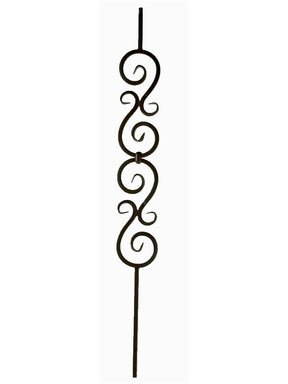2583-LT Double Scroll Hollow Tubular Steel Baluster, 5-inch wide, 12mm (2)