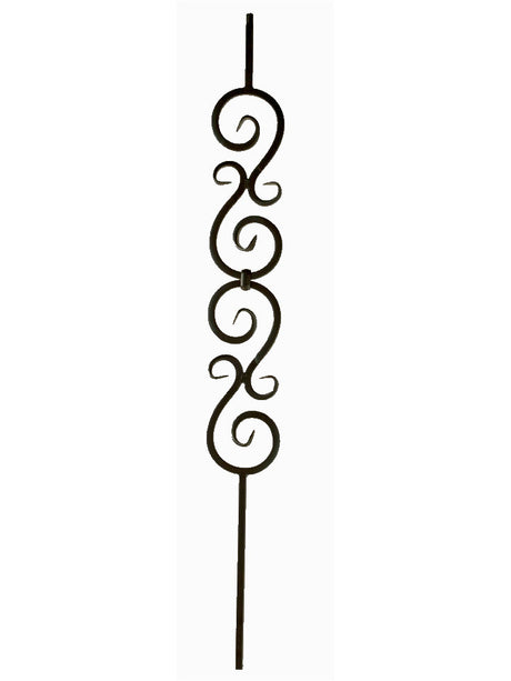 2583-LT Double Scroll Hollow Tubular Steel Baluster, 5-inch wide, 12mm (2)