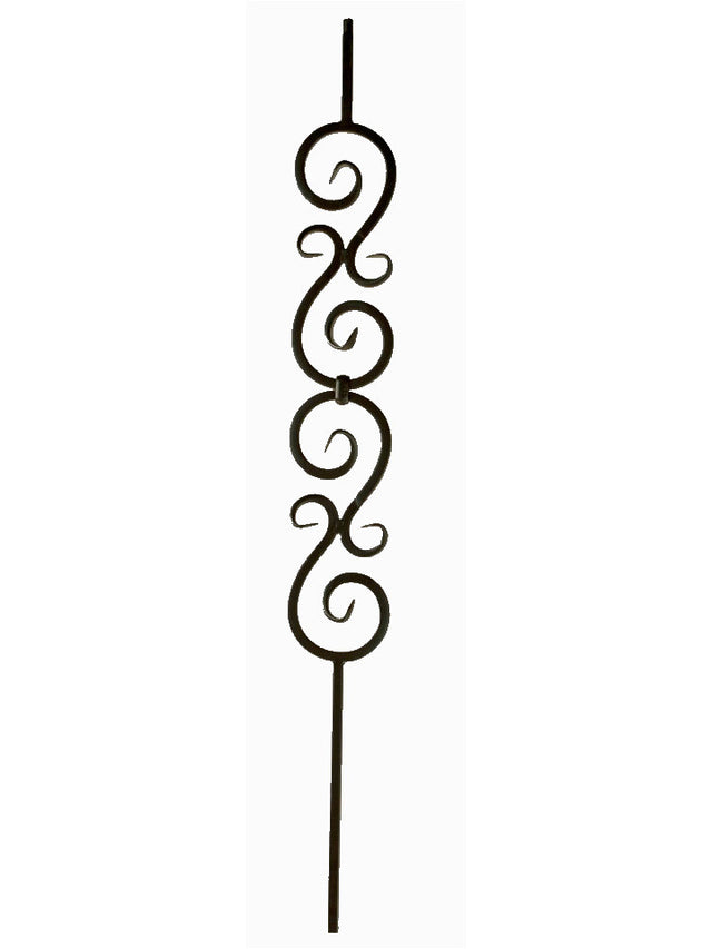 2583-LT Double Scroll Hollow Tubular Steel Baluster, 5-inch wide, 12mm (2)