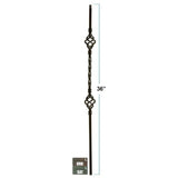 2653 1/2" x 36" Double Basket Knee-Wall Stair Baluster