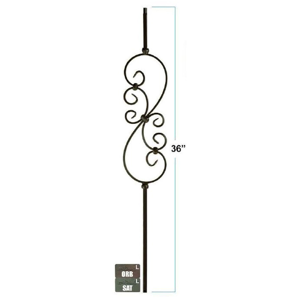 2685 1/2" x 36" Feathered S-Scroll Knee Wall Stair Baluster