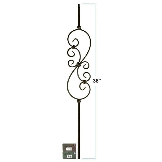 2685 1/2" x 36" Feathered S-Scroll Knee Wall Stair Baluster