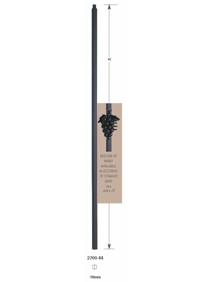 2700 Large 19mm Hollow Plain Bar Baluster
