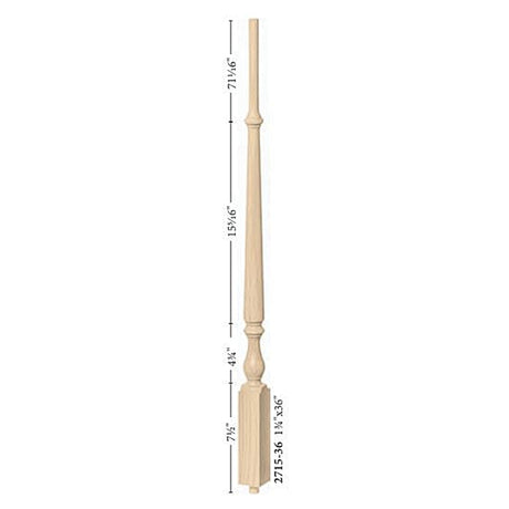 2715 Ohio Baluster, 1-3/4" x 36" Dimensional Information