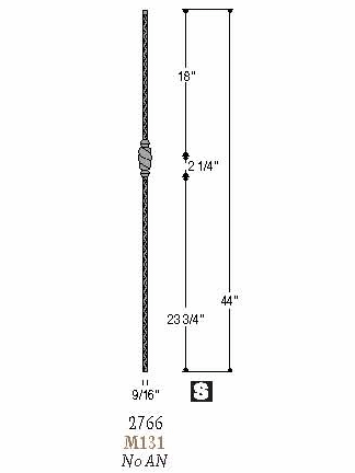 2766 Single Beehive Hammered Baluster Dimensional Information