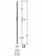 2766 Single Beehive Hammered Baluster Dimensional Information