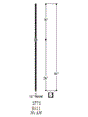 2772 Single Victorian Round Forged Wrought Iron Baluster, 1/2-inch, 12mm Dimensional Information