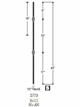 2773 Double Victorian Round Iron Baluster Dimensional Information