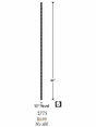 2775 Victorian Plain Round Forged Wrought Iron Baluster, 1/2-inch, 12mm Dimensional Information