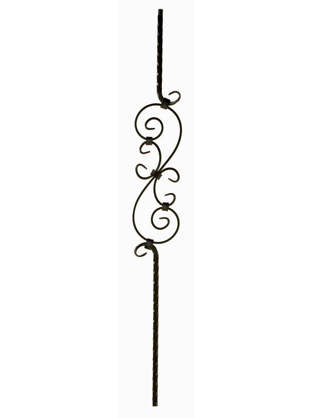 2797 Mediterranean Three Piece Scroll Forged Iron Baluster (2)