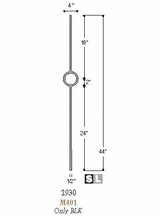 2930 Lite Single Ring Designer Baluster, Solid or Tubular Steel, 12mm Dimensional Information
