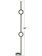 2931 Double Ring Designer Baluster, in solid iron or tubular steel, 12mm