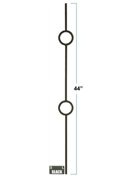 2931 Double Ring Designer Baluster, in solid iron or tubular steel, 12mm