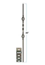 M8544 Double Basket Single Ribbon Iron Baluster, Satin Black