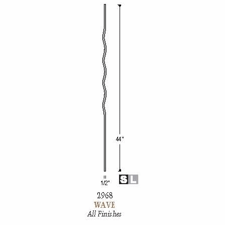 2968 1/2" x 44" Wave Baluster, Dimension
