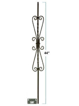 2583-LT Double Scroll Hollow Tubular Steel Baluster, 5-inch wide, 12mm