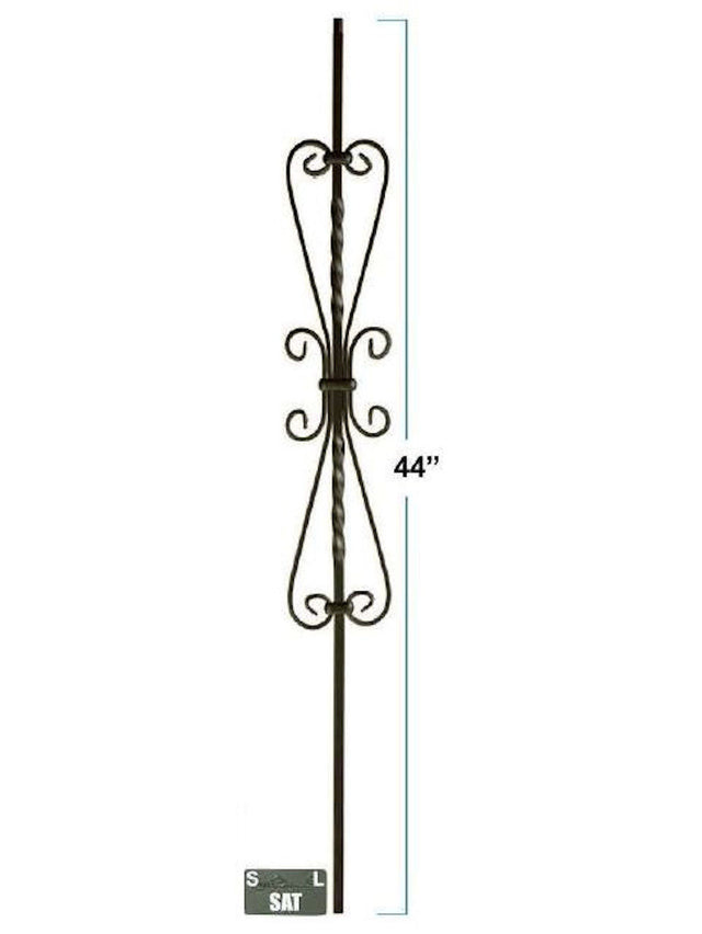 2583-LT Double Scroll Hollow Tubular Steel Baluster, 5-inch wide, 12mm