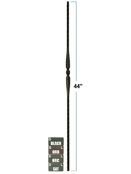 2996-LT Lite Flower and Arrows Hammered Tubular Steel Mediterranean Stair Baluster