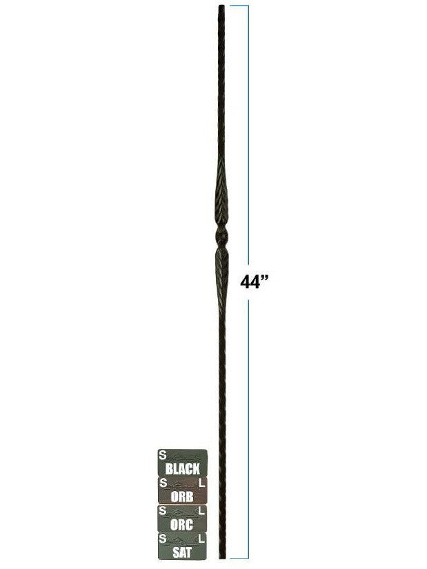 2996-LT Lite Flower and Arrows Hammered Tubular Steel Mediterranean Stair Baluster