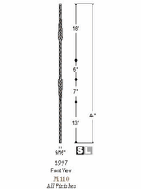 2997 Mediterranean Split Arrows Forged Iron Steel Baluster Dimensional Information