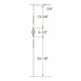 2G04 16mm Single Basket-Double Twist, Tubular Steel Dimensional Information