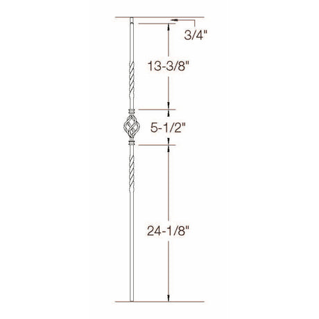 2G04 16mm Single Basket-Double Twist, Tubular Steel Dimensional Information