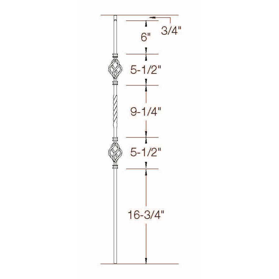 2G05 16mm Double Basket-Single Twist, Tubular Steel Dimensional Information